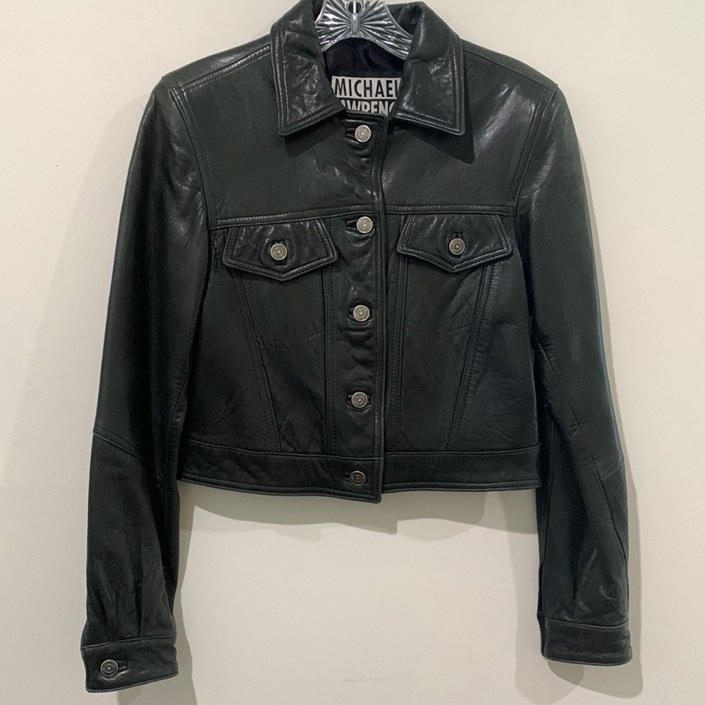 Michael Lawrence Cropped Lambskin Women’s Leather Jacket.